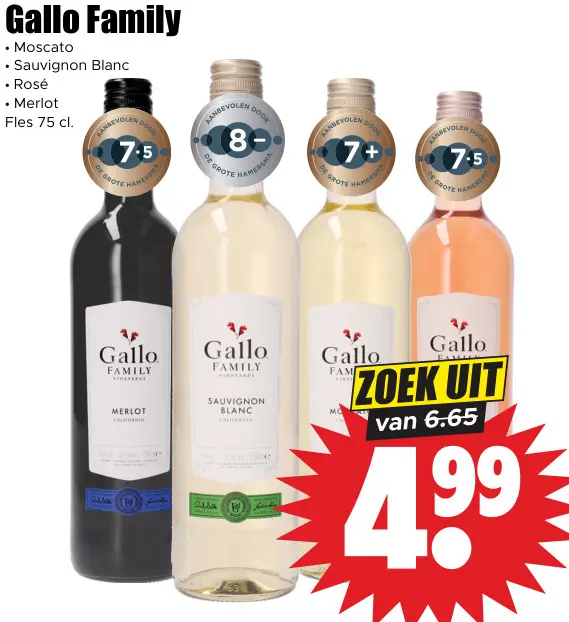 Aanbieding: Gallo Family Moscato, Sauvignon Blanc, Rosé of Merlot