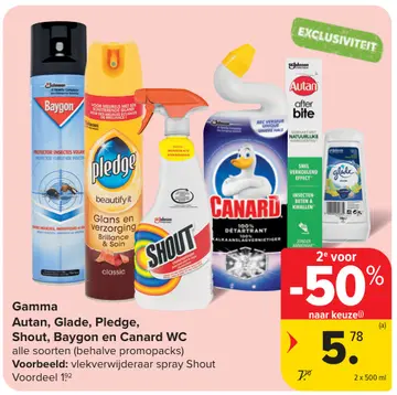 Aanbieding: Autan, Glade, Pledge, Shout, Baygon en Canard WC