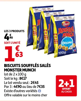 Offre: Biscuits soufflés salés Monster Munch