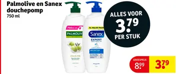 Aanbieding: Palmolive en Sanex douchepomp
