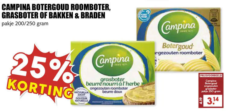 Aanbieding: Botergoud roomboter, grasboter of bakken & braden