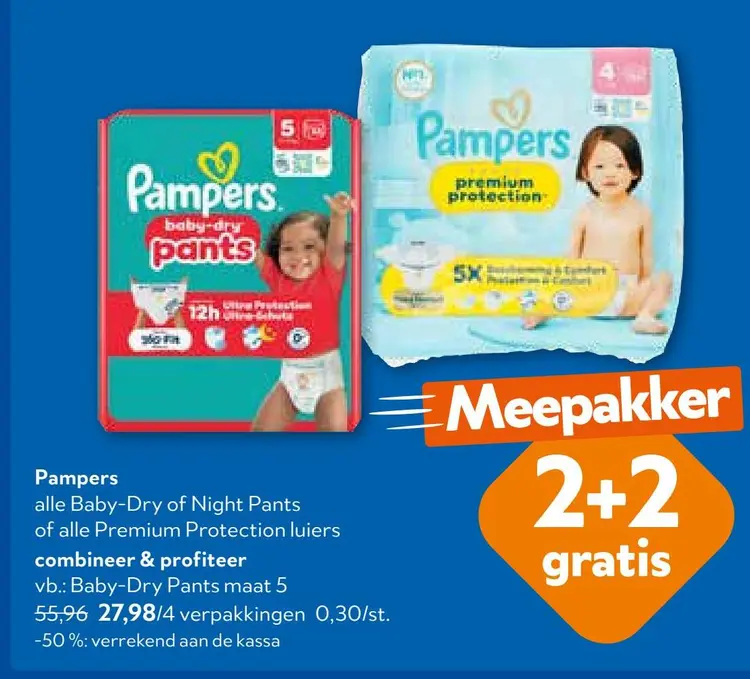 Promotie: Pampers Baby-Dry or Night Pants or Premium Protection luiers