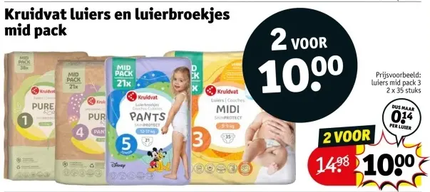 Aanbieding: Kruidvat luiers en luierbroekjes mid pack