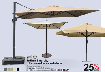 Aanbieding: Parasoldoek ecru met hoes en parasolframe vierkant 