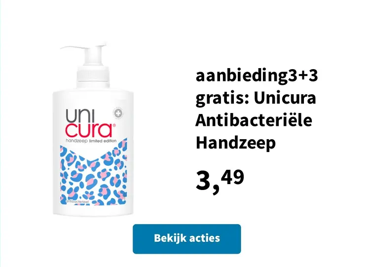 Aanbieding: 3+2 gratis: Unicura Antibacteriële Handzeep