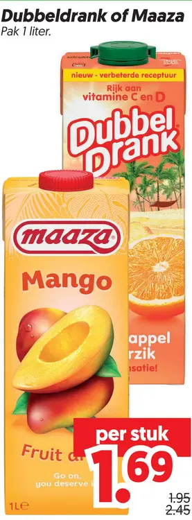 Aanbieding: Dubbeldrank of Mango