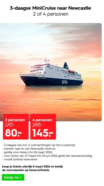 Aanbieding: 3-daagse MiniCruise naar Newcastle