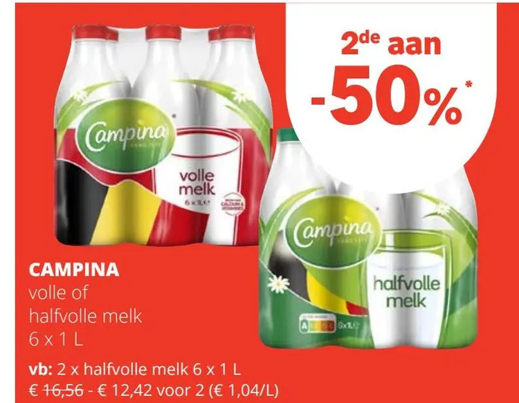 Aanbieding: Campina volle of halfvolle melk