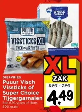 Aanbieding: Puuur Visch Vissticks of Super Choice Tijgergarnalen