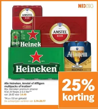 Aanbieding: Alle Heineken, Amstel of Affligem multipacks