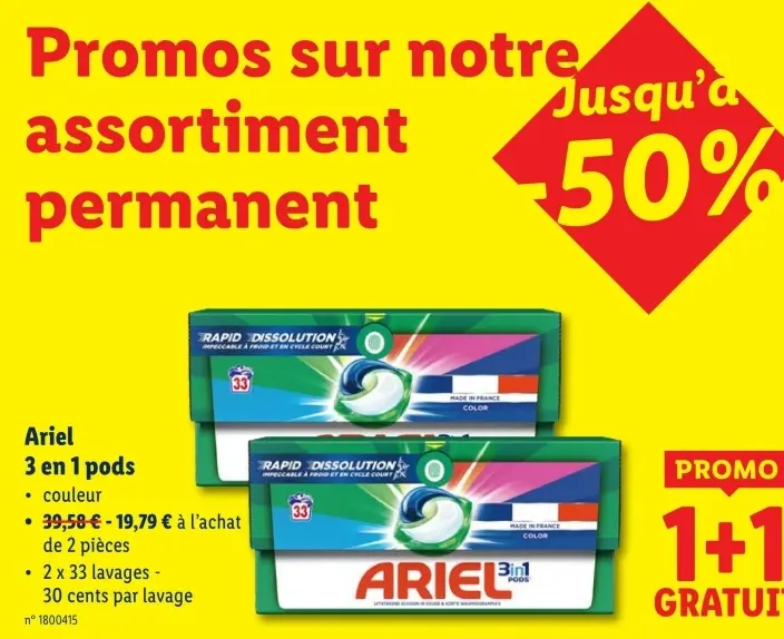 Offre: Ariel 3 en 1 pods