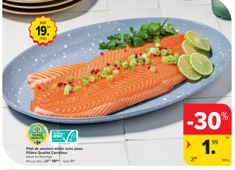 Offre: Filet de saumon entier avec peau
