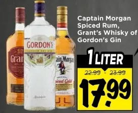 Aanbieding: Spiced Rum, Grant's Whisky of Gordon's Gin