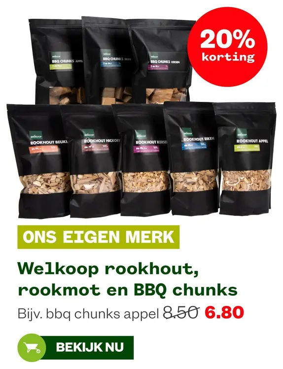 Aanbieding: Rookhout, rookmot en BBQ chunks