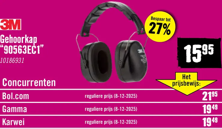 Aanbieding: 3M Gehoorkap 90563EC1 opvouwbaar