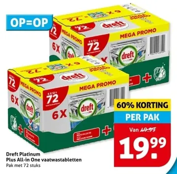 Aanbieding: Dreft Platinum Plus All-in One vaatwastabletten