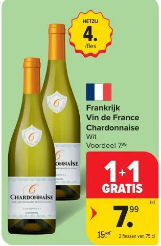 Promotie: Vin de France Chardonnaise Wit