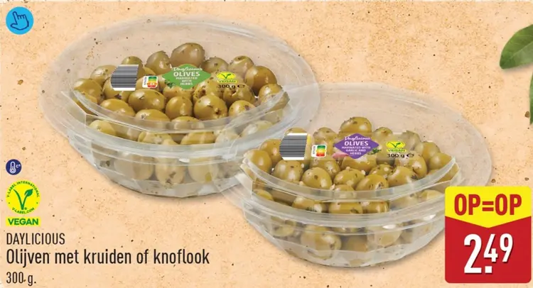 Aanbieding: Olijven met kruiden of knoflook