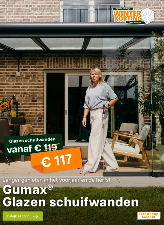 Aanbieding: Gumax Glazen schuifwanden