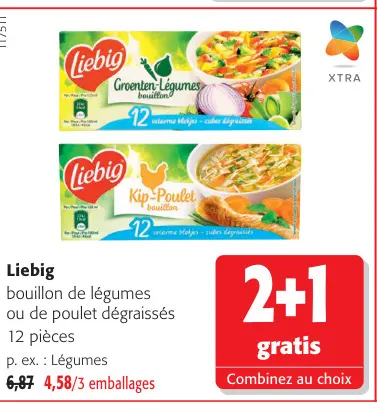 Offre: Bouillon de légumes ou de poulet dégraissés