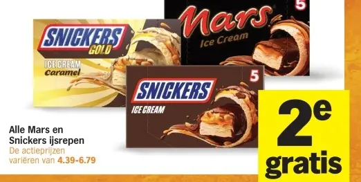 Aanbieding: Mars en Snickers ijsrepen