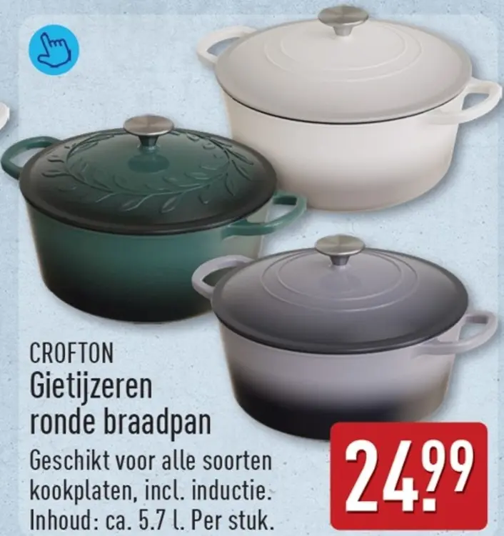 Aanbieding: Gietijzeren ronde braadpan