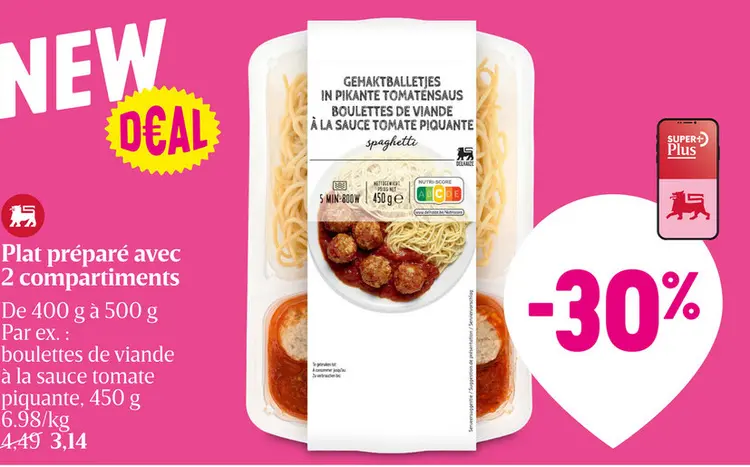 Offre: Plat préparé avec 2 compartiments