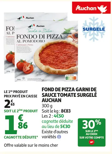 Promotie: Fond de pizza garni de sauce tomate surgelé