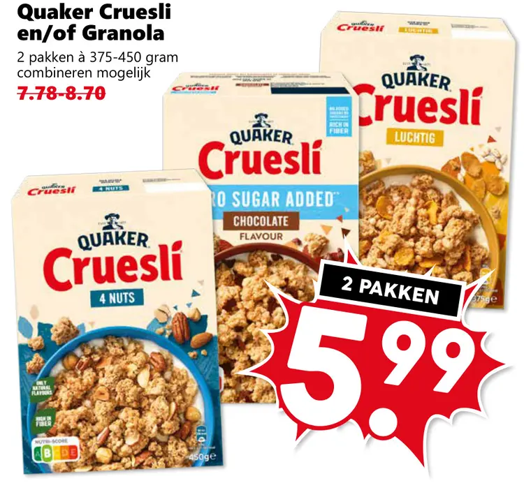 Aanbieding: Cruesli en/of Granola