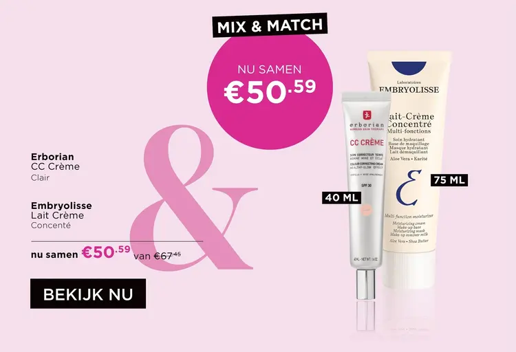 Aanbieding: Erborian CC Crème Clair & Embryolisse Lait Cr
