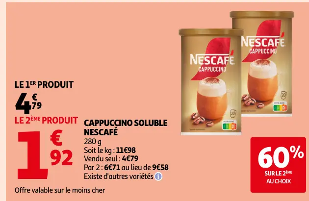 Offre: Cappuccino soluble