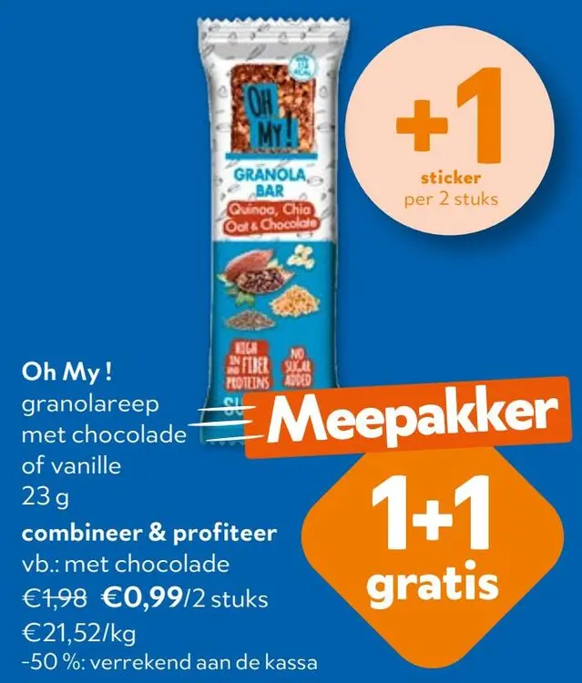 Aanbieding: Oh My ! Granolareep met chocolade of vanille