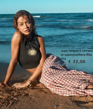 Offre: Jupe longue à carreaux et superpositions Rita