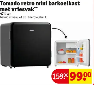 Aanbieding: Tomado retro mini barkoelkast met vriesvak