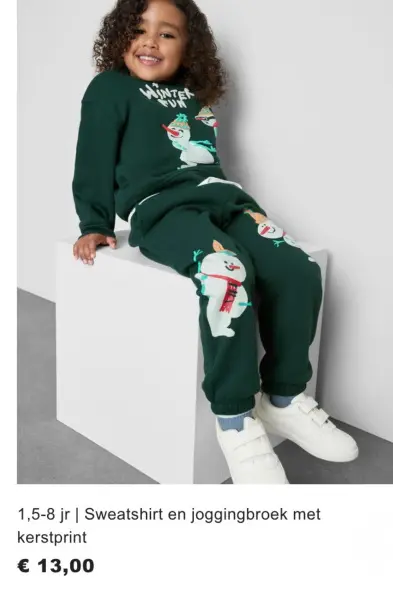 Promotie: Sweatshirt en joggingbroek met kerstprint