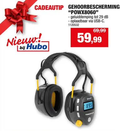 Promotie: Powerplus POWX8060 gehoorbescherming Bluetooth/FM radio 29dB