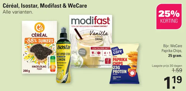 Aanbieding: Céréal, Isostar, Modifast & WeCare