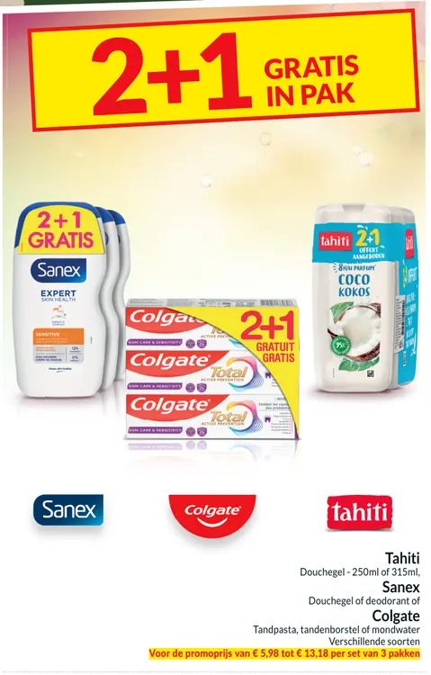 Aanbieding: Douchegel, deodorant, tandpasta, tandenborstel