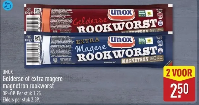 Aanbieding: Gelderse of extra magere magnetron rookworst