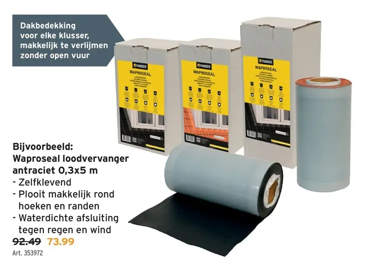 Promotie: Waproseal loodvervanger antraciet 0,3x5 m