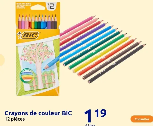 Offre: Crayons de couleur BIC