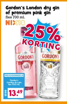 Aanbieding: Gordon's London dry gin of premium pink gin