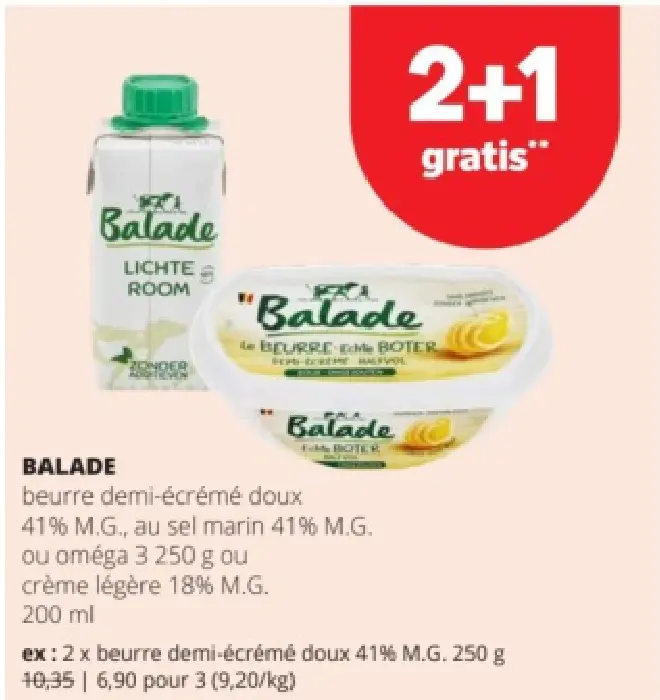 Offre: Beurre demi-écrémé doux, au sel marin ou oméga 3 ou crème légère