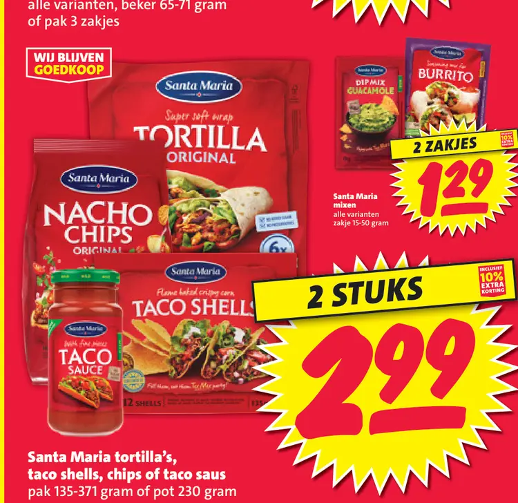 Aanbieding: Santa Maria tortilla's, taco shells, chips of