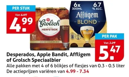 Aanbieding: Desperados, Apple Bandit, Affligem of Grolsch speciaalbier