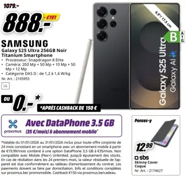 Offre: Galaxy S25 Ultra 256GB Noir Titanium Smartphone