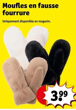 Offre: Moufles en fausse fourrure