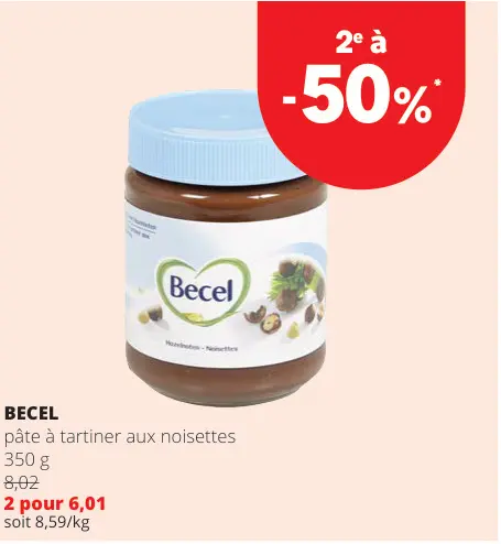 Offre: Pâte à tartiner aux noisettes