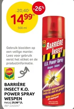 Aanbieding: Barrière insect k.o. power spray wespen
