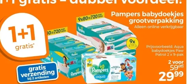 Aanbieding: Pampers babydoekjes grootverpakking